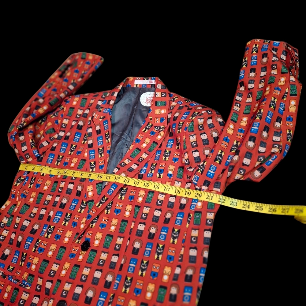 Marvel Mini Mates All Over Print Red Suit Blazer  Men Size Medium - Picture 14 of 16